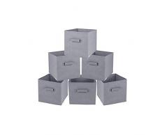 Rebecca Mobili Set 6 Pz Scatola di Immagazzinaggio Cubo Contenitore con Maniglia Grigio TNT Salvaspazio per Armadio Scaffale - Misure: 28 x 26,5 x 26,5 cm (HxLxP) – Art. RE4725