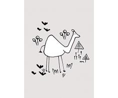 Komar Quadro da Parete Scribble Camel, Poster, Immagine, Soggiorno, Camera da Letto, Decorazione, Stampa Senza Cornice Disponibile in 3 Misure, Nero, Bianco, P104B-50x70