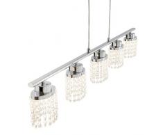 Briloner Leuchten 4149-058 - Lampadario a sospensione con 5 luci a LED, riflettori con ciondoli in cristallo trasparenti, incluse 5 lampadine LED 5 W, 2 x 400 lm, 3000 K, a risparmio energetico, classe di efficienza energetica A+, cromato 5 wattsW