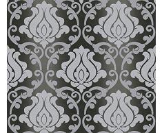 A.S. Creation - Carta da parati, colore: Nero/Argento/Grigio/Metallico, 10,05 m x 0,53 m