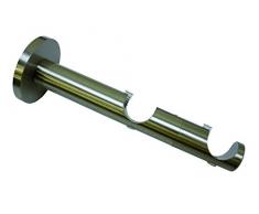Gardinia Supporto a doppio binario con piastra per asta per tende, Supporto per 2 aste, Aperto, Kit montaggio incluso, Serie Chicago, 20 mm diametro, Finitura in acciaio inossidabile