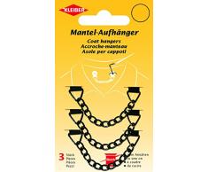 Kleiber - attaccapanni in metallo da cucire, set da 3, nero, 10Â x 1Â x 0,5Â cm