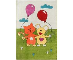 benuta Justin - Tappeto per cameretta dei Bambini, Motivo: Amicizia, Fibra Sintetica, 140 x 200 x 0.02 cm