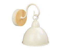 Relaxdays Lampada da Parete Vintage, 1 Luce, Decorativa, Attacco E14, Ferro, Legno, Paralume H x D 12,5 x 15,5 cm, beige