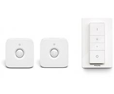 Philips Hue Sensore di Movimento per Accensione e Spegnimento, 2 Pezzi + Telecomando Dimmer Switch per Sistema Hue, Bianco