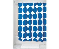 iDesign Tenda doccia design con motivo geometrico a pois, Tenda vasca e doccia in poliestere al 100%, Tenda bagno doccia, blu