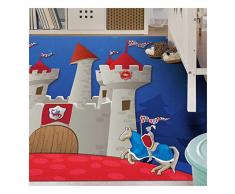 HOK- Tappeto ultra morbido castel blu â poliestere â 70 x 95 cm â Tappeto per cameretta bambini â Made in Europe