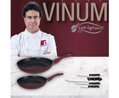 San Ignacio VINUM - Set di padelle in vinile Ã20/24 cm, manico ergonomico soft touch speciale gas e vetro e set di 4 coltelli da cucina, alluminio forgiato