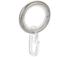 Gardinia Anello per Tenda con Clip e Gancio Pieghevole, Ã 16 mm Acciaio Inox, Confezione da 10 pz, Metallo Effetto, unitÃ