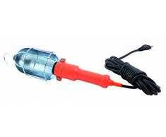 VELAMP Lampada Portatile da Lavoro per Uso in Garage, Cantina, Officina, Cantiere con Interruttore e Cavo 5 Metri. Attacco Lampadina E27, Compatibile LED. 60 W, Arancione, 32.5x9x9 cm