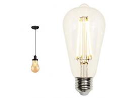 63370 Lampada a sospensione per interni monoluce, finitura bronzata ad olio con vetro a goccia in ambra, lampadina inclusa