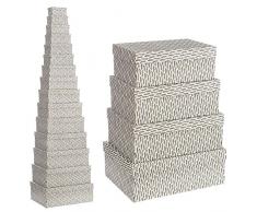 UNIMASA Set 15 Scatole Cartone Foderato Piuma 54x43x20 cm, Ecru