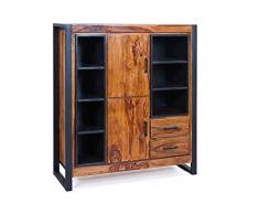 13Casa Moritz A3 Mobile Buffet, Legno massello, Metallo, Marrone, 130 x 120 x 45 cm