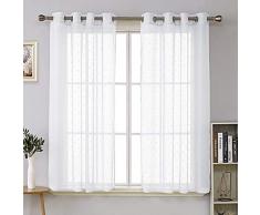 Deconovo Tenda in Voile Trasparente, per Soggiorno, Poliestere, Bianco, 175 x 140 cm, 2