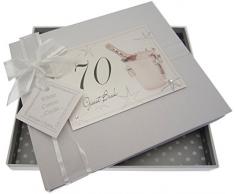 Bianco Carte Cotone 70 con Il Testo in Inglese e Spina per Il Secchio Champagne o Libro degli Ospiti