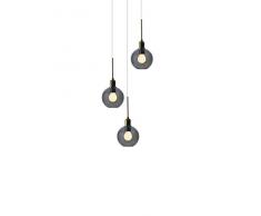 SP Light and Design Diva sospesione Tripla, Struttura Oro, Vetro Grigio Lampada a Sospensione 4 W