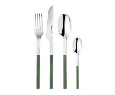 Sambonet Elba Green - Set di Posate Colorate da Tavola Monoblocco in Acciaio Inox 18/10, per 6 Persone, 24 Pezzi: 6 forchette, 6 cucchiai, 6 coltelli, 6 cucchiaini da tè