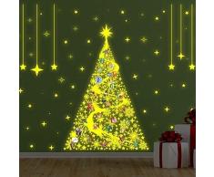 Wallflexi addobbi Natalizi Adesivi murali Magic Glow in Dark Albero di Natale con Lettere e murales Decalcomanie Soggiorno Bambini Scuola Materna Ristorante Hotel Home Office Décor, Multicolore