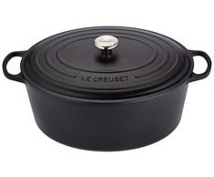 Le Creuset Casseruola Signature in Ghisa con Coperchio, Ø 40 cm, Ovale, Adatta a Tutte le Fonti di Calore incl. Induzione, Volume: 13,9 l, 10,025 kg, Nero