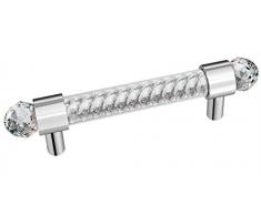 Decostyle - Maniglia per Ante e cassetti con Elementi Swarovski, Ottone, Silver Polished, 15 x 2 x 4 cm