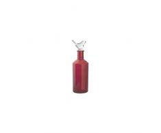 H&H 8148900 Set 2 Bottiglie Vetro Rosso Cm24 Tappo Bird Arredo Bagno E Accessori
