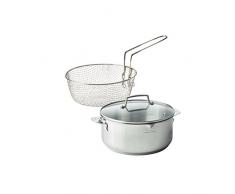 Cyril Lignac 136-010 - Set Composto da 1 pentola + 1 Coperchio + Cestino per friggere, in Acciaio Inox, 24 cm x 1 + 22 cm x 8 cm, Compatibile con Tutti i Piani Cottura, Anche a induzione