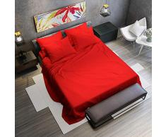 PETTI Artigiani Italiani - Lenzuola, Lenzuola Una Piazza e Mezza, Rosso, Set Lenzuola, Lenzuola Percalle, Biancheria da Letto, 100% Cotone Percalle Made in Italy
