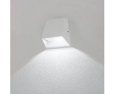 Lampada da parete, applique led bianco freddo, 6 W, colore bianco, uso esterno