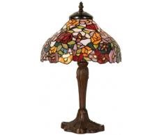 Lumilamp 5LL-1130 - Lampada da tavolo Tiffany, multicolore, motivo floreale, à 26 x 40 cm / 1x E14 max 40 W Lampada da scrivania tiffany, in vetro colorato decorativo, stile retrò anticato