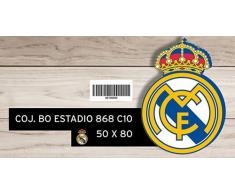 Manterol 868 - Cuscino a Forma di Emblema del Real Madrid, Riempito con Palline Antistress, 50 x 50 x 80 cm, Colore: Bianco