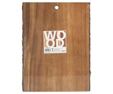 H&H Tagliere Rettangolare Corteccia, Legno, Marrone, 40x30x2 cm