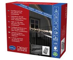 Konstsmide mini catena luminosa LED, con Multi funzione, dispositivo di controllo E funzione Memory, 80Â bianca calda & 80Â diodi a luce bianca fredda, trasformatore esterno 24Â V, cavo nero 6420Â âÂ 150