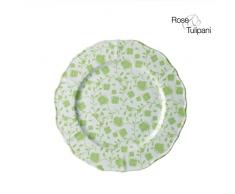 ROSE E TULIPANI R15430001F Mayflower Green Piatto Piano Fiori Pieno, cm 27, Confezione da 6 Pezzi