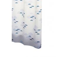 RIDDER 461630-350 - Tenda da Doccia in Tessuto con gabbiani, Include Occhielli, 120 x 200 cm Colore: Bianco e Blu