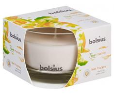 Bolsius Candela Profumata in Vetro 63/90 mm Medium, Colore Bianco, Fragranza Feel Happy (Mango e Bergamotto), True Moods