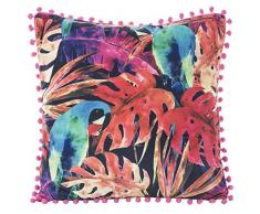 Design91 - Federa per Cuscino, Morbida e Decorativa, per Camera da Letto, Soggiorno, 2 Pezzi, Blu Navy + Arancione, 45 x 45 cm