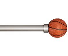 AmazonBasics - Bastone per tende, 1,6 cm, con elementi decorativi a forma di pallone da basket, 71 cm