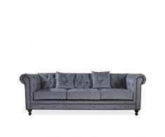 Lo+DeModa Chester Divano a 3 Piazze Componibile, Poliestere/Pino/Frassino/Gommapiuma, Grigio Scuro, 3 Posti