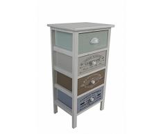 My Flair - Cassettiera Milian, 3 cassetti, in Legno, Colore: Bianco Antico/Pastello Multicolore