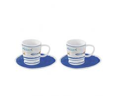 EASY LIFE Set 2 tazzine caffÃ¨ 120 ml con piattino in Porcellana Bord DE Mer