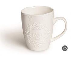 Excelsa Liberty Set 6 Tazze, Porcellana, Bianco