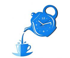 FLEXISTYLE - Orologio da Parete Moderno, Silenzioso, per Cucina, Tazza e caraffa, Blu, 45 x 45 cm, Design 3D, Made in EU
