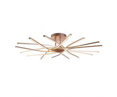 Homemania Lampada a Soffitto Ray Plafoniera, da Parete, Oro in Metallo, 90 x 90 x 15 cm, 8 x LED, 15W, 15120LM, 4200K, Luce Bianca Naturale