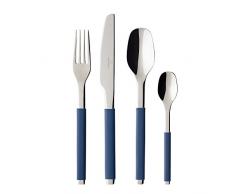 Villeroy & Boch - S+ Blueberry Posate da tavola 30 pz, posate in acciaio inox di alta qualitÃ con manici in silicone per 6 persone, lavabili in lavastoviglie, blu