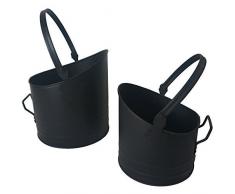 Home Discount Secchio per Carbone, Set da 2, Nera Fuoco Camino caminetto recipiente Secchio