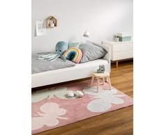 benuta Bambini - Tappeto per cameretta dei Bambini, Motivo: Farfalle, Cotone, Rosa, 120 x 180 cm