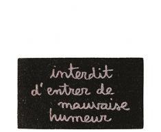 laroom Zerbino Motivo interdit D entrer de mauvaise Humeur, Jute And Base Antiscivolo, Nero, 40 x 70 x 1.8 cm
