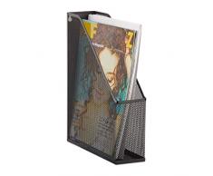 Relaxdays Portariviste Scrivania per Documenti Ufficio, Occhielli Fissaggio a Parete, Metallo, Nero, A4-C4