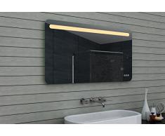 Lux di Aqua Specchio Bagno LED, Vetro, Alluminio, Vetro, Alluminio, 120 x 65 x 3 cm