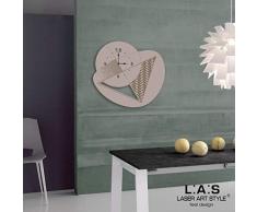 L:A:S Laser Art Style Orologio da Parete Design Moderno per Cucina Salotto Soggiorno SI-377L, Legno, Tortora, 100x95 cm